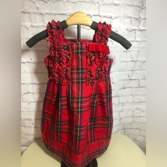 Children’s Place Plaid Red Dress Jumper Christmas Valentines Satin Ruffle Party - Picture 1 of 6
